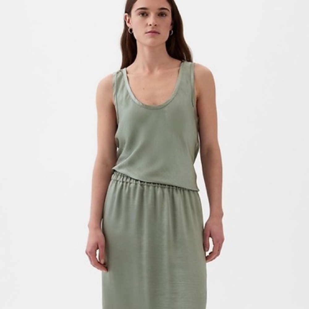 Sage green satin tank top